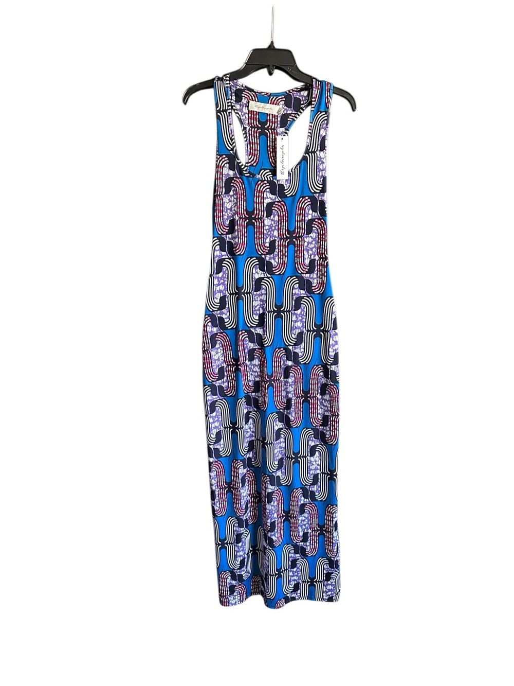 NWT MISA Los Angeles Blue Patterned Sleeveless Tank Maxi Dress. Size Large - Picture 3 of 12